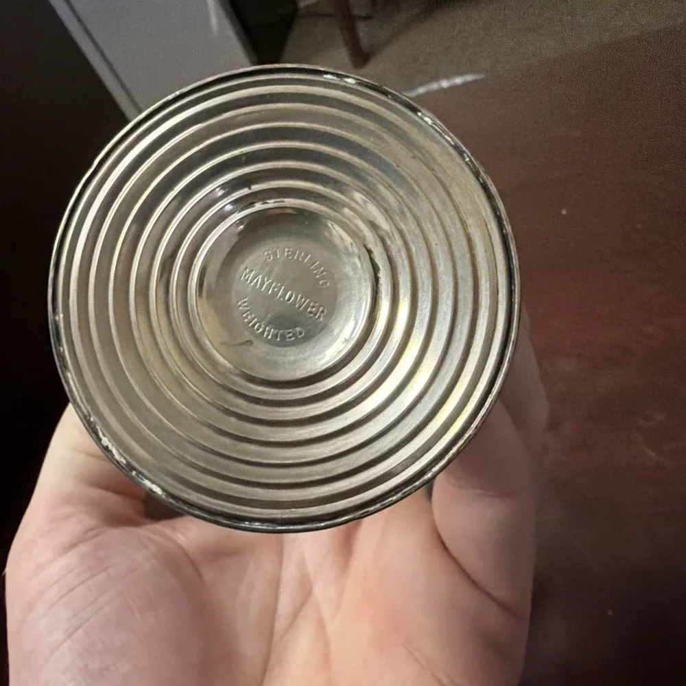 Vintage Mayflower Etched Glass Bud Vase w/ Sterling Silver Base 10